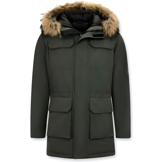 Enos Winterjas parka met grote echte bontkraag PI-7169-G large