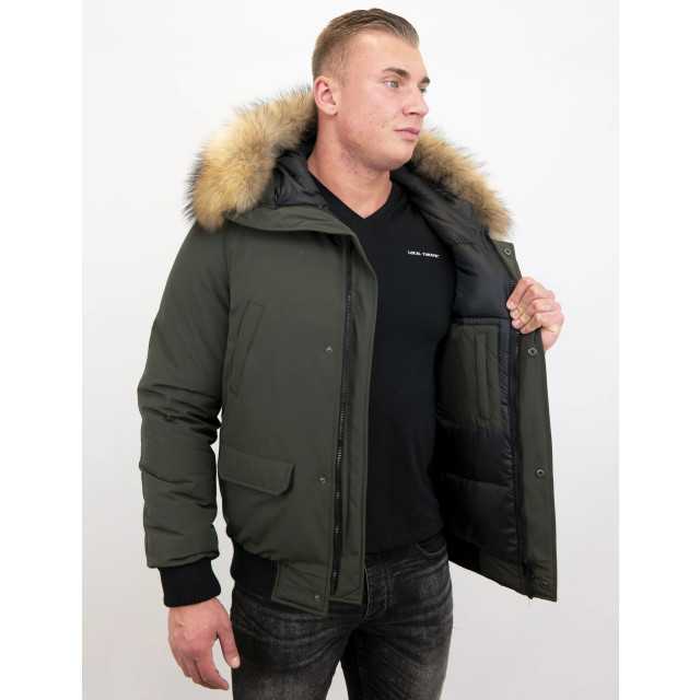 Enos Korte winterjas army met bontkraag PI-7005G | 8821G large
