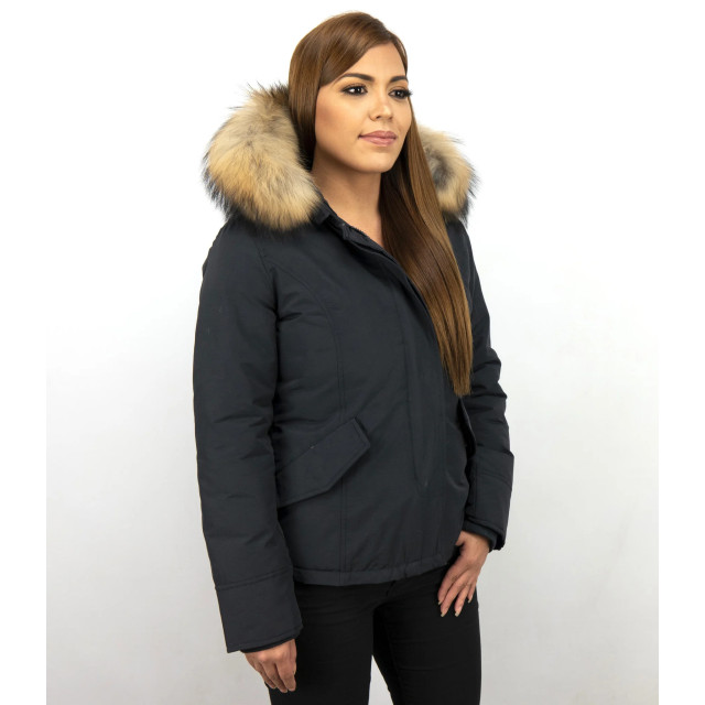 TheBrand Korte winterjas met bontkraag LB-551BPM-B large