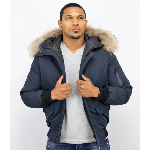 Enos Korte winterjas met bontkraag PI-7005B | 8821B large