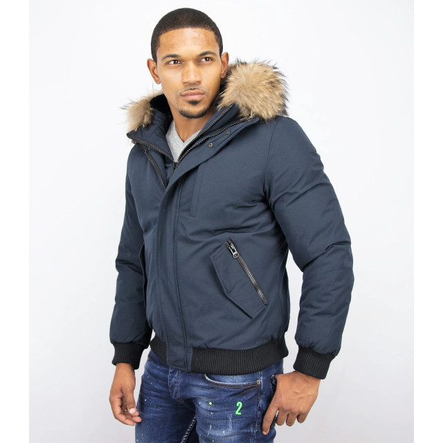 Enos Korte winterjas met bontkraag PI-7015B large