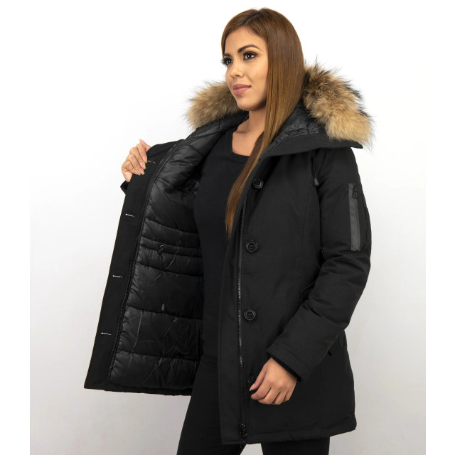 TheBrand Lange parka jas met bontkraag LB-505Z large