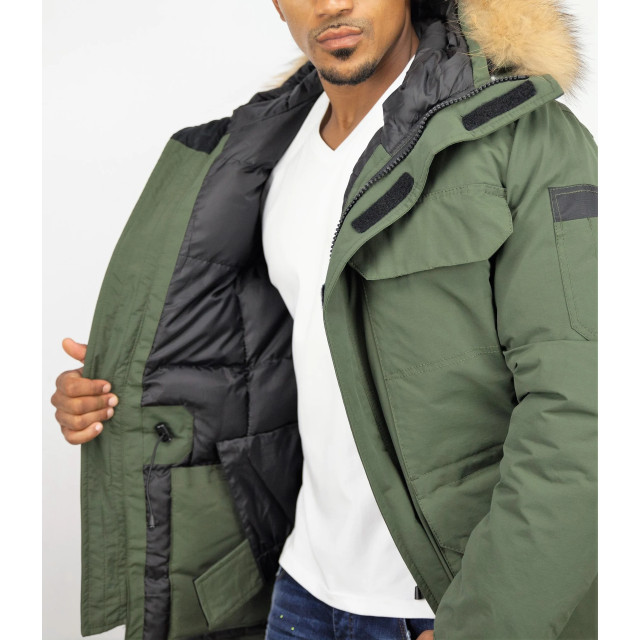 Beluomo Lange parka jas met bontkraag 7503G large