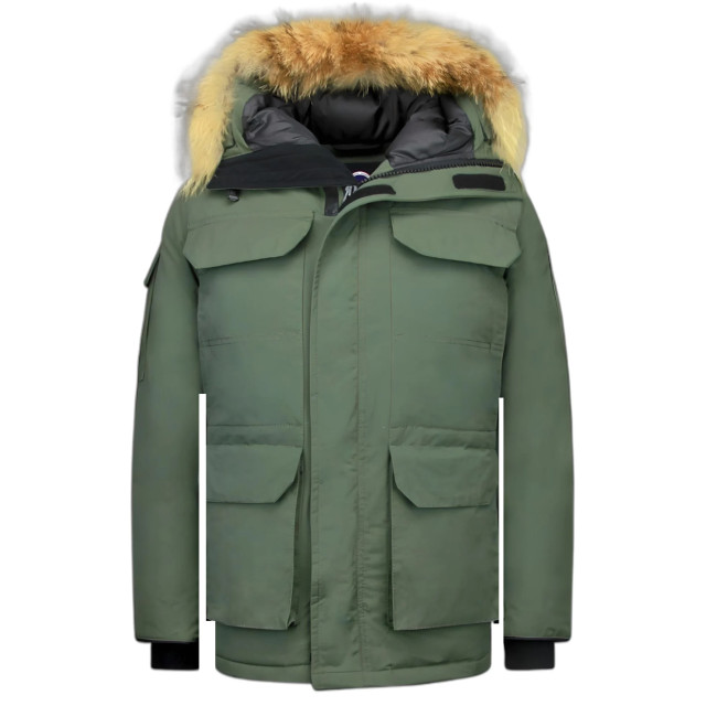 Beluomo Lange parka jas met bontkraag 7503G large