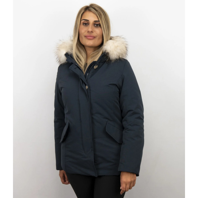 Matogla Blauwe winterjas bontkraag 5897B large