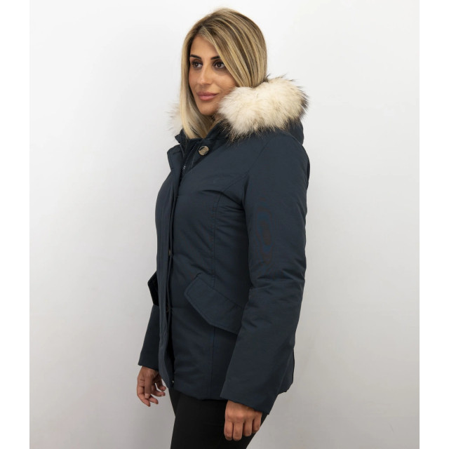 Matogla Blauwe winterjas bontkraag 5897B large