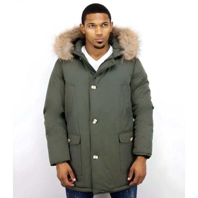 Enos Lange parka jas met bontkraag PI-7003G I PI-7101-G large