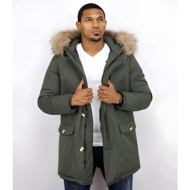 Enos Lange parka jas met bontkraag PI-7003G I PI-7101-G large