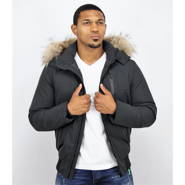 Enos Korte winterjas met bontkraag PI-739Z l PI-7006 large