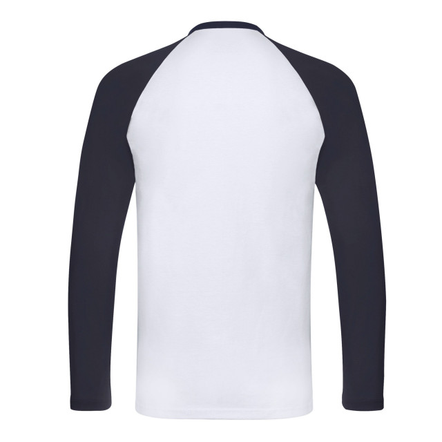 Fruit of the Loom Heren baseball t-shirt met lange mouwen UTLT1783_whitedeepnavy large