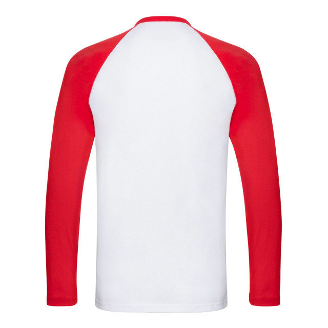 Fruit of the Loom Heren baseball t-shirt met lange mouwen UTLT1783_whitered large