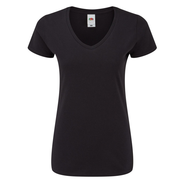 Fruit of the Loom Dames iconic 150 v hals t-shirt UTLT1746_black large