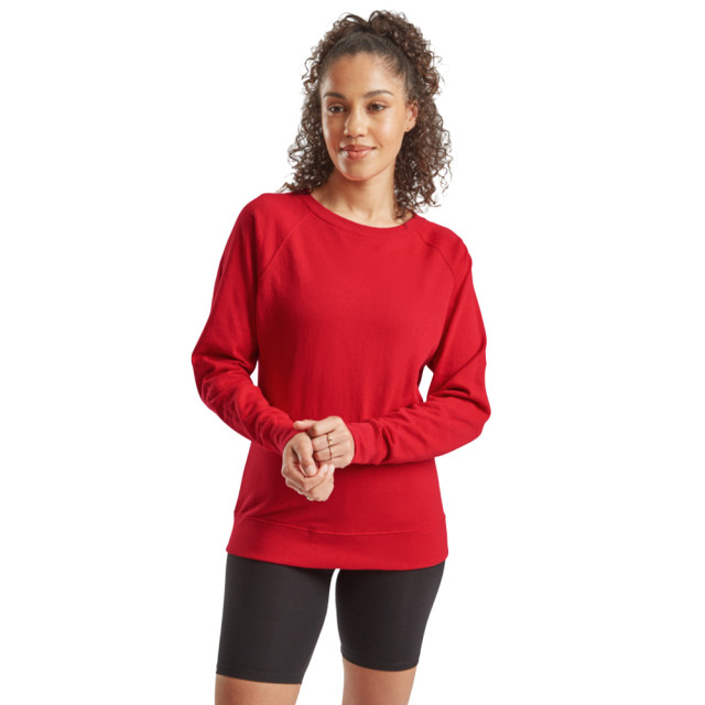 Fruit of the Loom Dames lichtgewicht raglan sweatshirt UTLT1389_red large