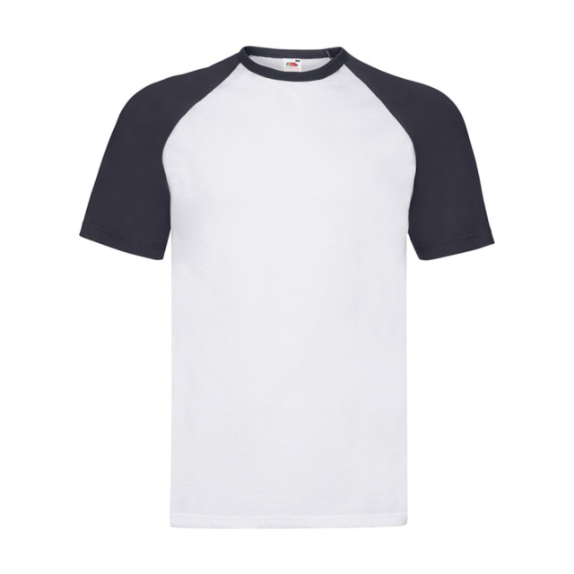 Fruit of the Loom Heren t-shirt honkbal met korte mouwen UTLT1397_whitedeepnavy large
