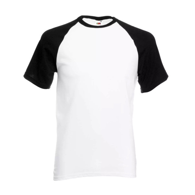 Fruit of the Loom Heren t-shirt honkbal met korte mouwen UTLT1397_whiteblack large