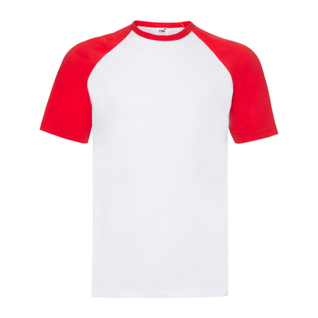 Fruit of the Loom Heren t-shirt honkbal met korte mouwen UTLT1397_whitered large
