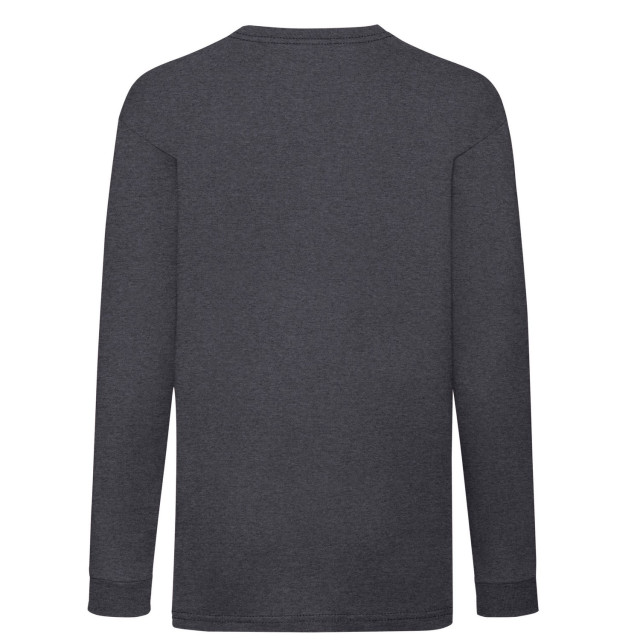 Fruit of the Loom Kinder/kinder valueweight polycotton t-shirt met lange mouwen UTLT1457_darkgreyheather large