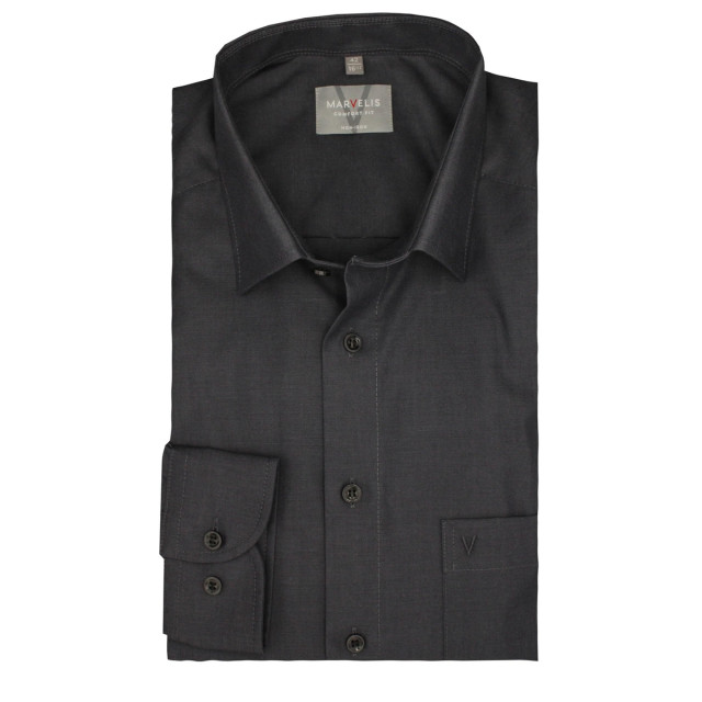 Marvelis Heren chambray comfort overhemd met korte mouwen UTLT5683_anthracite large Marvelis Heren chambray comfort overhemd met korte mouwen UTLT5683_anthracite large