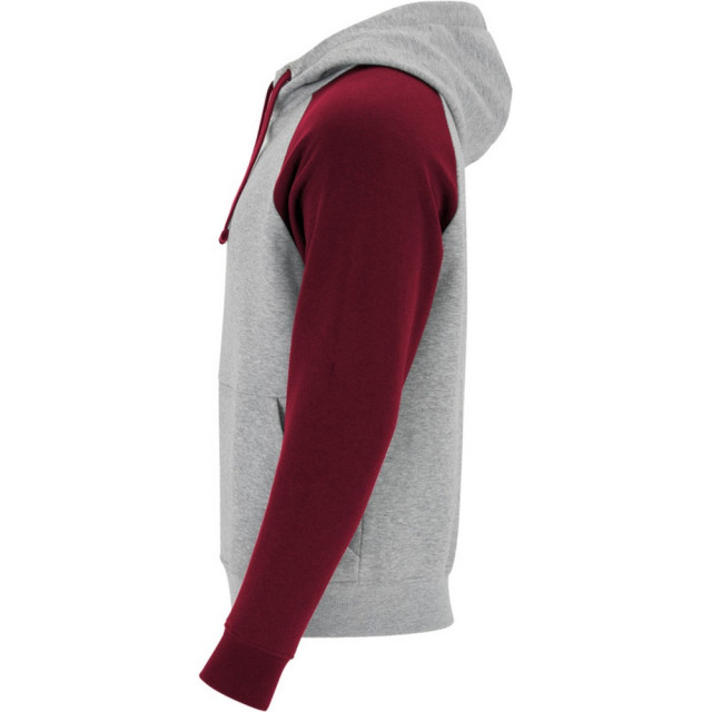 Roly Badet tweekleurige uniseks volwassen hoodie UTLT5609_heathergreygarnetred large