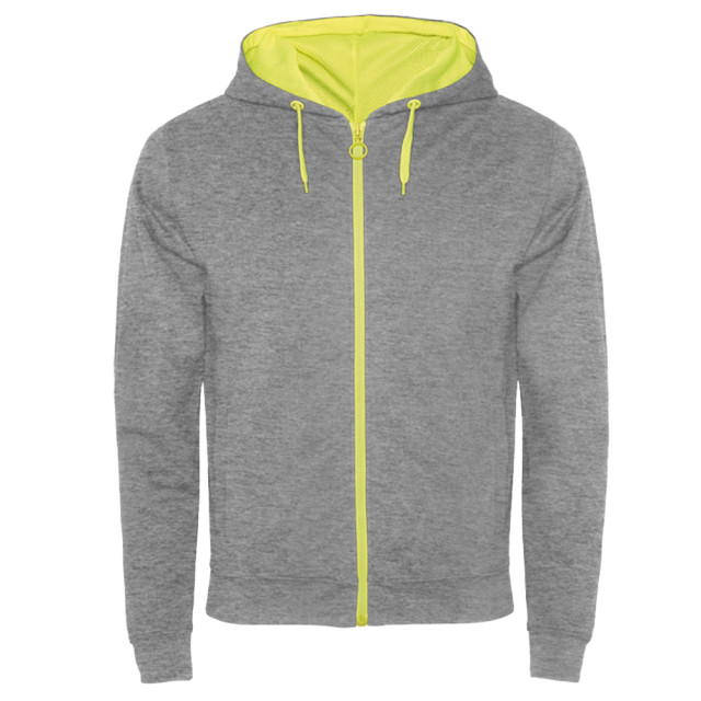 Roly Unisex fuji heather sweat jacket voor volwassenen UTLT6167_heathergreyfluorescentyellow large Roly Unisex fuji heather sweat jacket voor volwassenen UTLT6167_heathergreyfluorescentyellow large