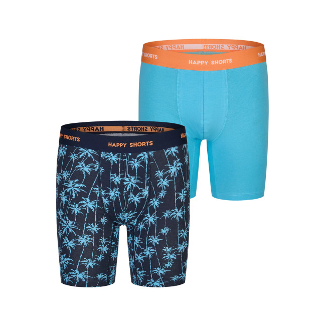 Happy Shorts Heren boxershorts met lange pijpen boxer briefs blue palms print 2-pack HS-J-1186LONG large