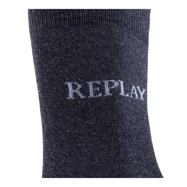 Replay Uniseks adult logo melange sokken (set van 3) UTLT4845_darkgreymelangegrey large