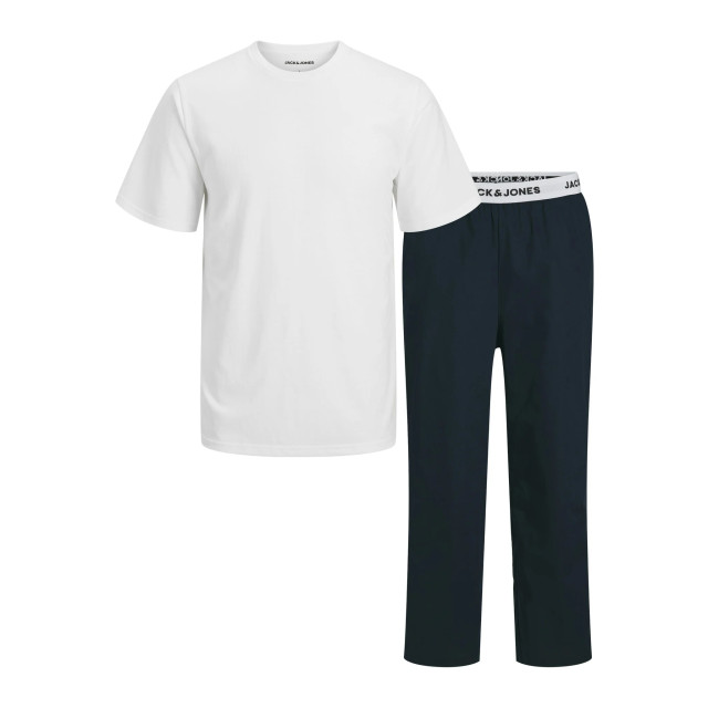 Jack & Jones Heren pyjama set lange pyjamabroek jaccarl wit/blauw 12277122 large