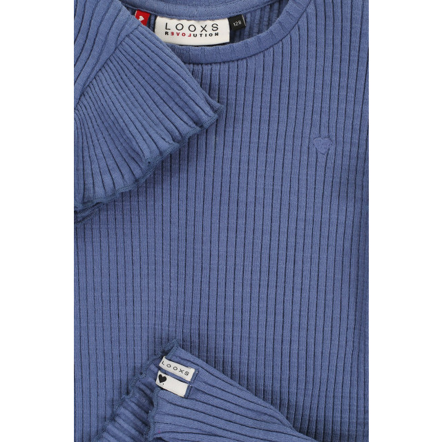 Looxs Revolution T-shirt blue ribjersey voor meisjes in de kleur 2511-7422-170 large Looxs Revolution T-shirt blue ribjersey voor meisjes in de kleur 2511-7422-170 large