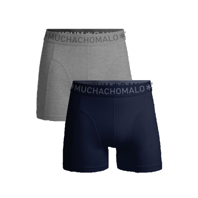 Muchachomalo Men 2-pack boxer shorts solid blue/grey melang heren boxers - Blue/Grey Melang/Men 2-Pack Boxer Shorts Solid large