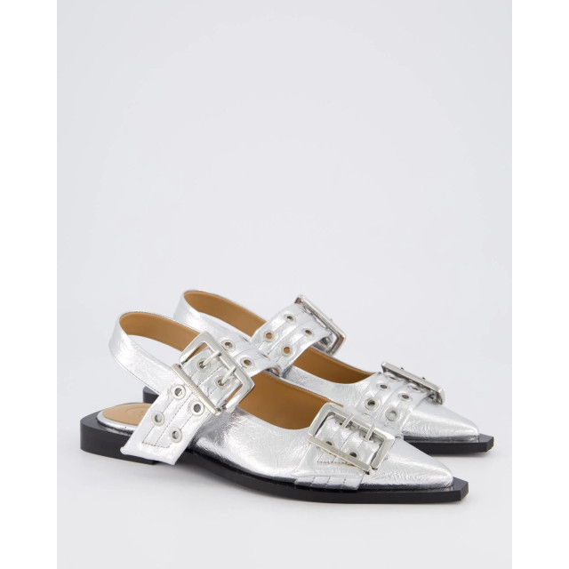 Ganni Dames chunky buckle ballerina zilver S2725-18 large