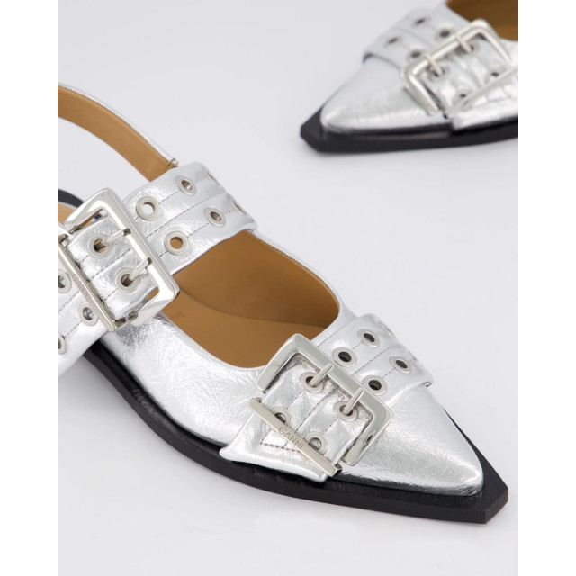 Ganni Dames chunky buckle ballerina zilver S2725-18 large