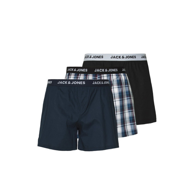 Jack & Jones Heren plus size wijde boxershorts geweven jacsaigon 3-pack donkerblauw/zwart 12278631 large