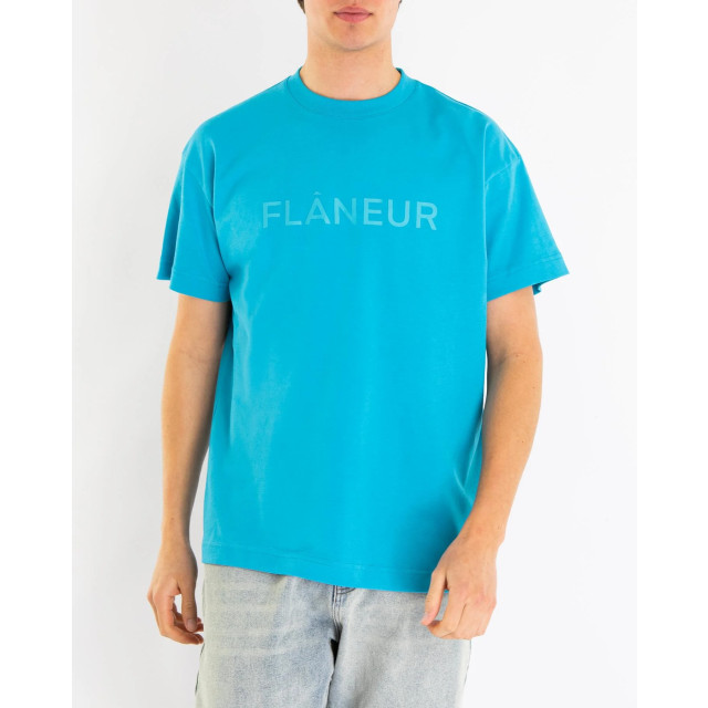 Flaneur Homme Heren tonal logo t-shirt F15084-Blauw large