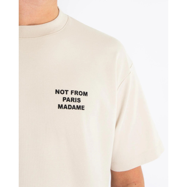 Drole De Monsieur Heren le t-shirt slogan PERM-TS203-CO002-MT-MASTIC large