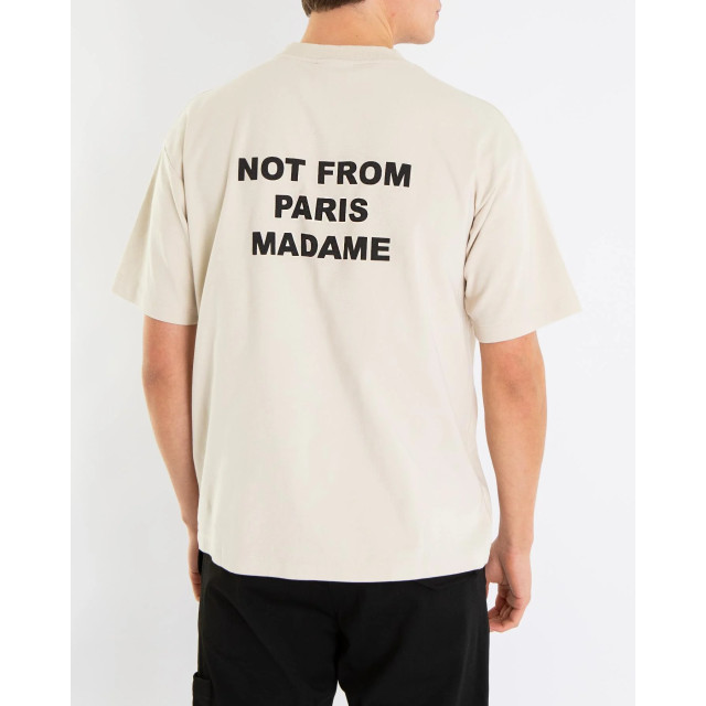 Drole De Monsieur Heren le t-shirt slogan PERM-TS203-CO002-MT-MASTIC large