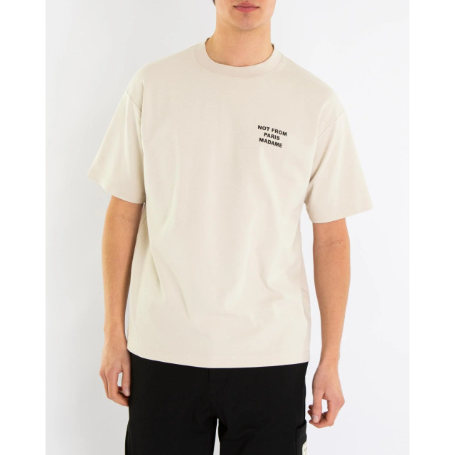 Drole De Monsieur Heren le t-shirt slogan PERM-TS203-CO002-MT-MASTIC large