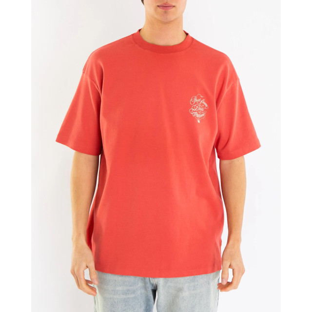 Drole De Monsieur Heren le t-shirt slogan vignes F-TS226-C0002-Light Red large