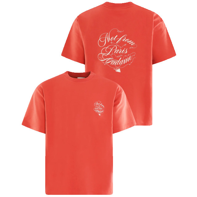 Drole De Monsieur Heren le t-shirt slogan vignes F-TS226-C0002-Light Red large