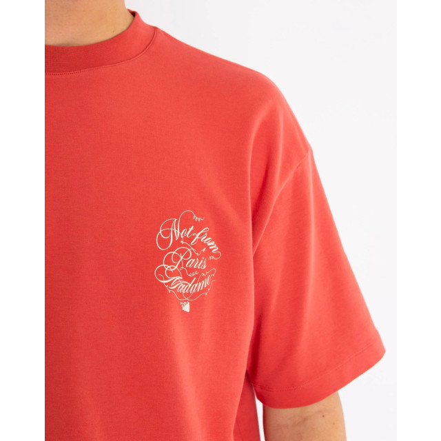 Drole De Monsieur Heren le t-shirt slogan vignes F-TS226-C0002-Light Red large