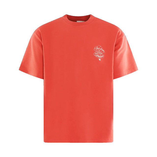 Drole De Monsieur Heren le t-shirt slogan vignes F-TS226-C0002-Light Red large