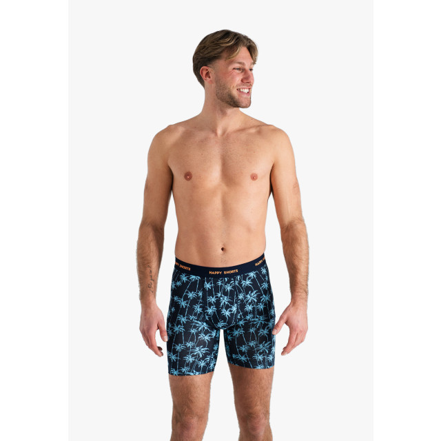 Happy Shorts Heren boxershorts met lange pijpen boxer briefs blue palms print 2-pack HS-J-1186LONG large