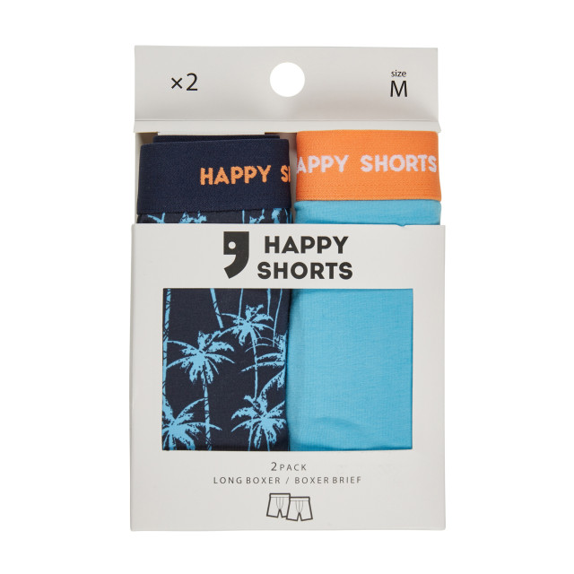 Happy Shorts Heren boxershorts met lange pijpen boxer briefs blue palms print 2-pack HS-J-1186LONG large
