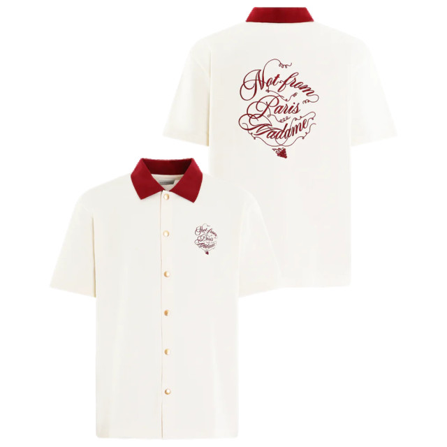 Drole De Monsieur Heren la chemise slogan vignes F-SH196-CO140-Cream large