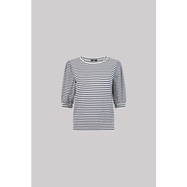 Jansen Amsterdam Kim top k 136 stripe short puffed sleeve offwhite- dark blue K136 large