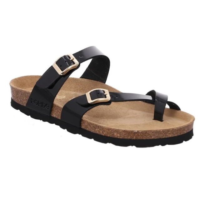 Rohde Teenslipper dames zacht voetbed Rohde Teenslipper Dames Zwart Lak - Zacht voetbed large