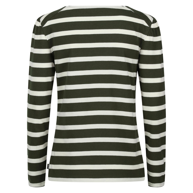 Regatta Dames federica stripe t-shirt met lange mouwen UTRG9454_darkkhakilightvanilla large