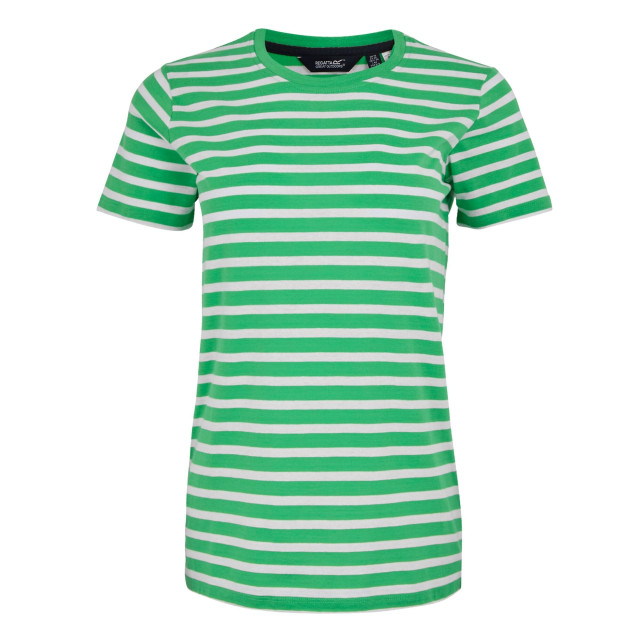 Regatta Dames bayletta gestreept t-shirt UTRG11457_islandgreenwhite large
