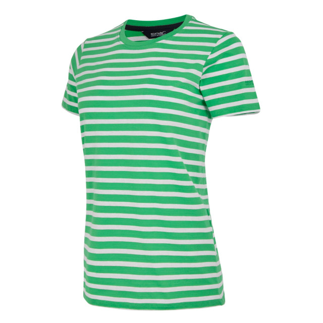 Regatta Dames bayletta gestreept t-shirt UTRG11457_islandgreenwhite large
