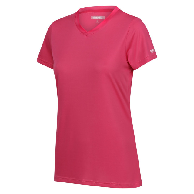 Regatta Dames fingal effen v hals t-shirt UTRG11207_flamingopink large