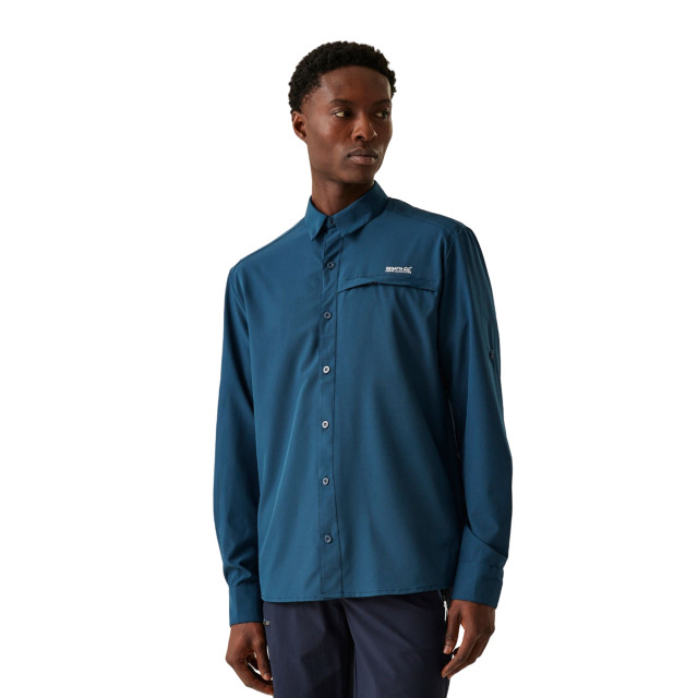 Regatta Geruit heren reishirt met lange mouwen UTRG11006_moonlightdenim large